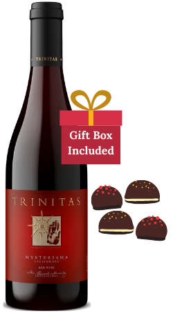 Bottle of mysteriama and chocolate caramels