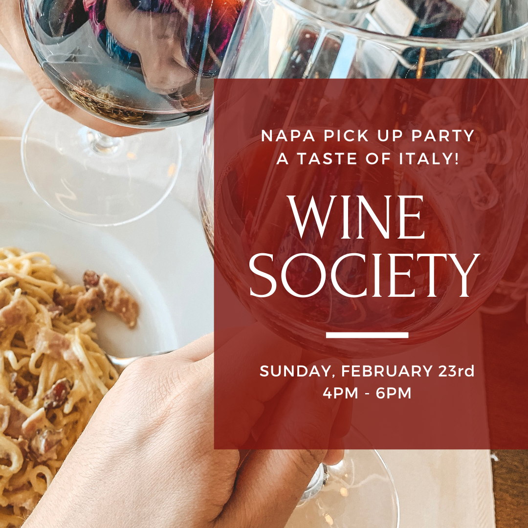 Trinitas Cellars Napa Pick-Up Party on Sunday, February 23rd, 2025, from 4 to 6 PM. Italian-inspired wine tasting event featuring new releases and Italian bites. $20 per person.