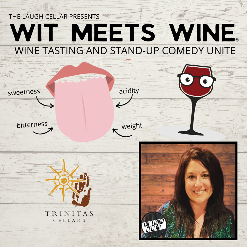 Event flyer image with photo of comedian