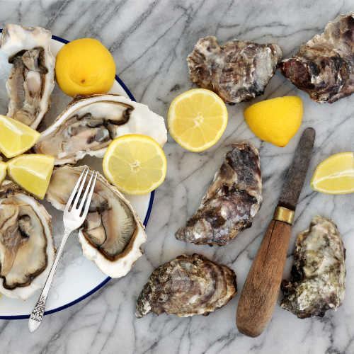 Bowl of Oysters on marble
