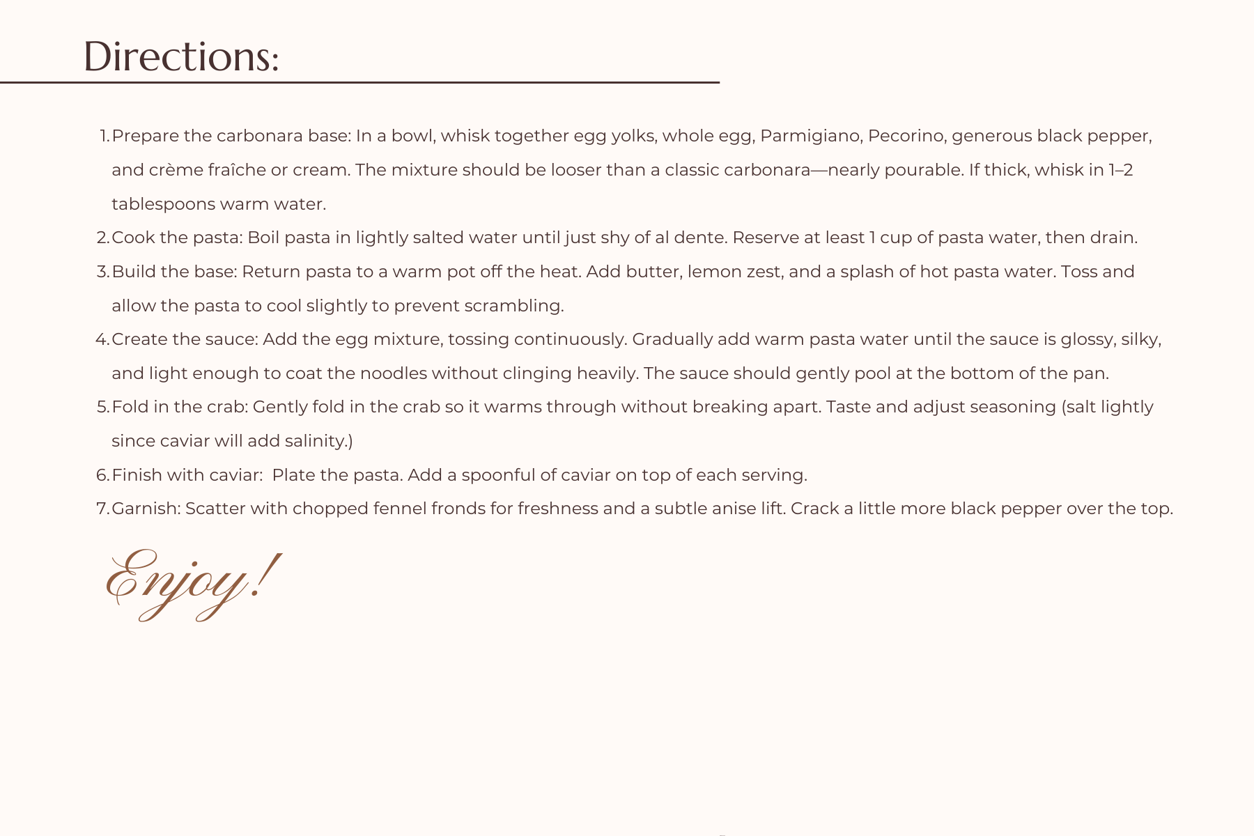 Carbonara al Mare pasta with Dungeness crab and caviar beside a bottle of Trinitas 2021 Brut Rosé Sparkling