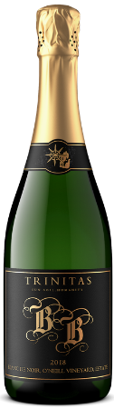 2022 Trinitas Blanc de Blancs Late Disgorged sparkling wine bottle